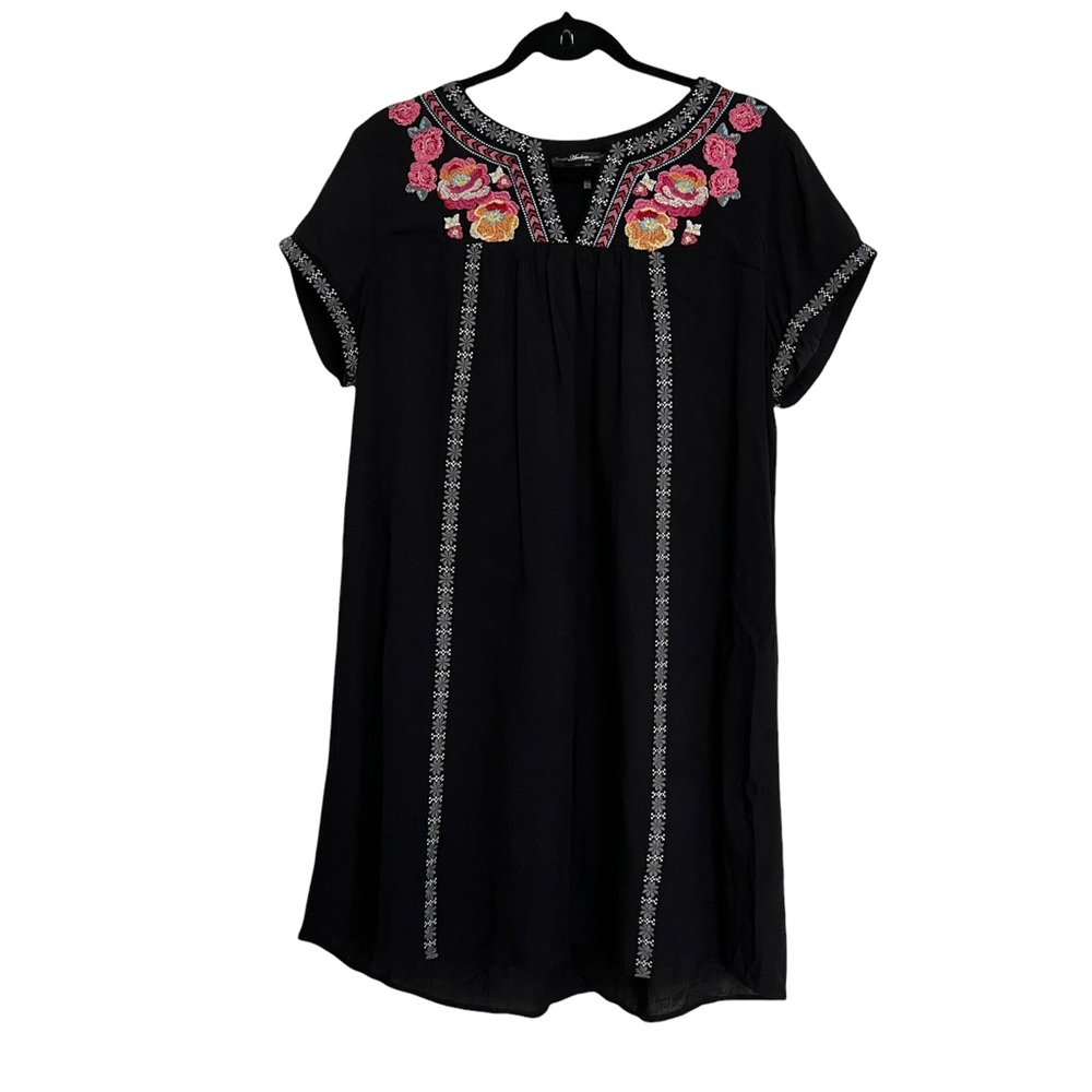 Andree by unit black floral shift dress size large